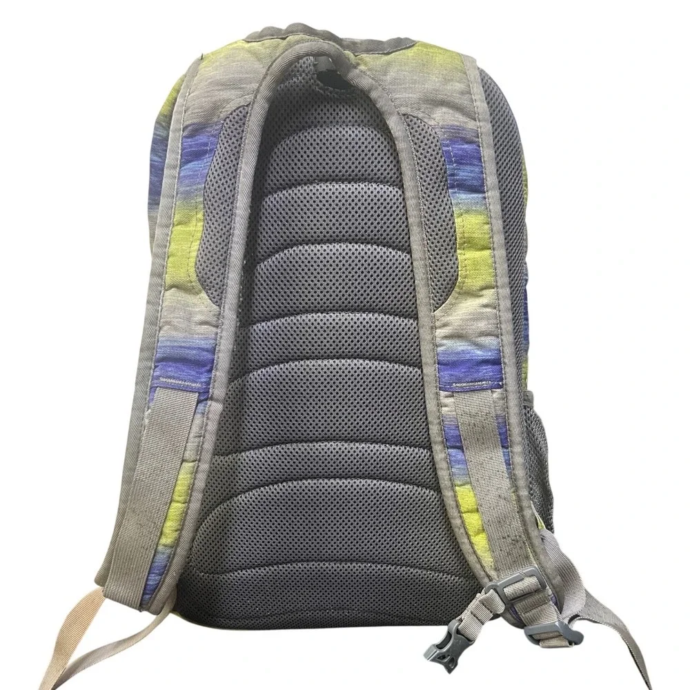 LL Bean Backpack Blue Green Space‎ Dye Stripe Multi Compartment School Travel